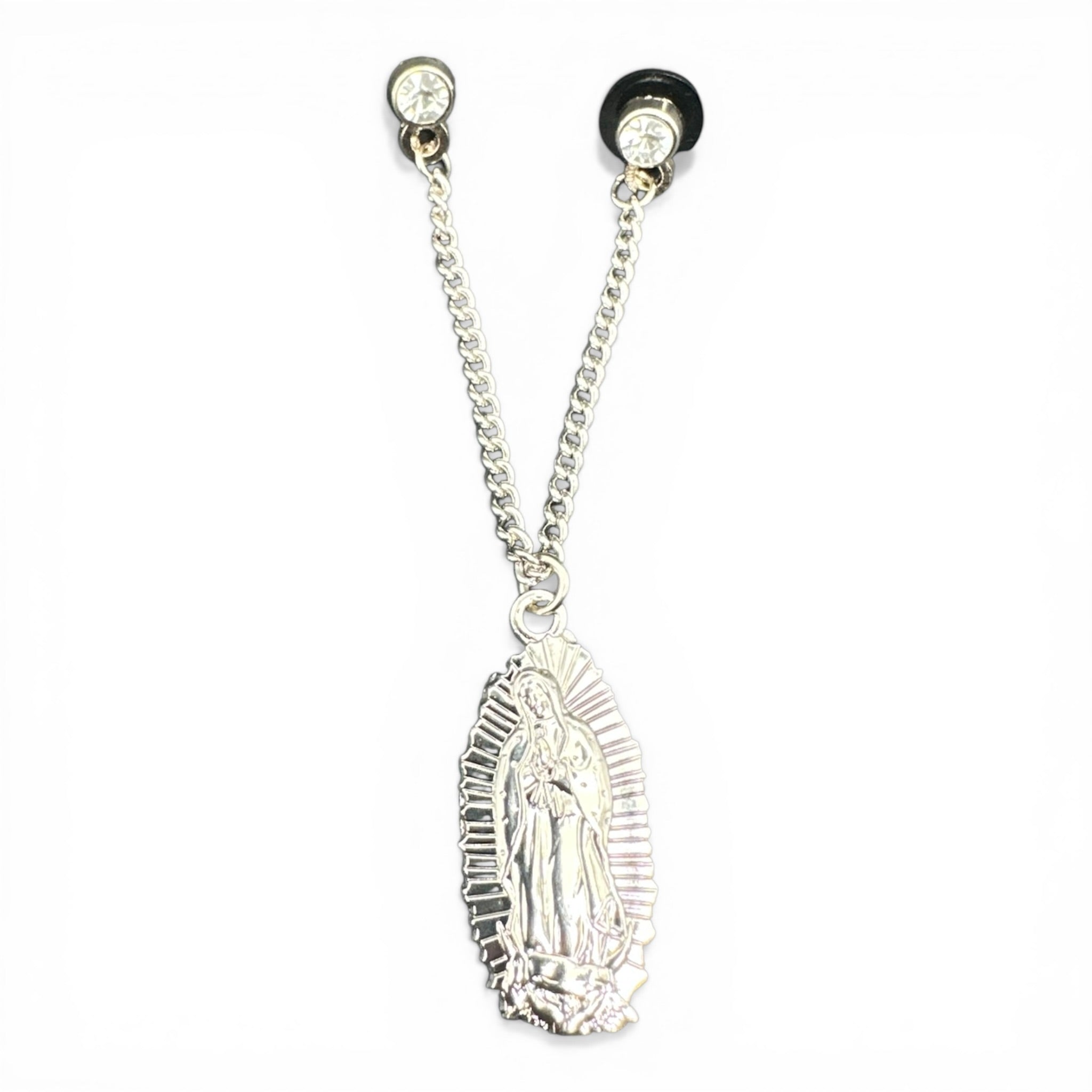 Virgin Mary Silver Necklace Pin