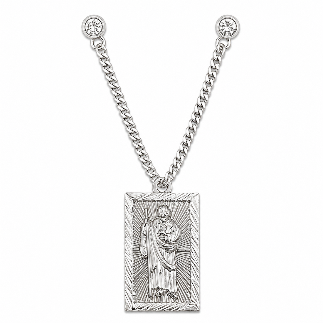 San Judas Tadeo Silver Chain Pin