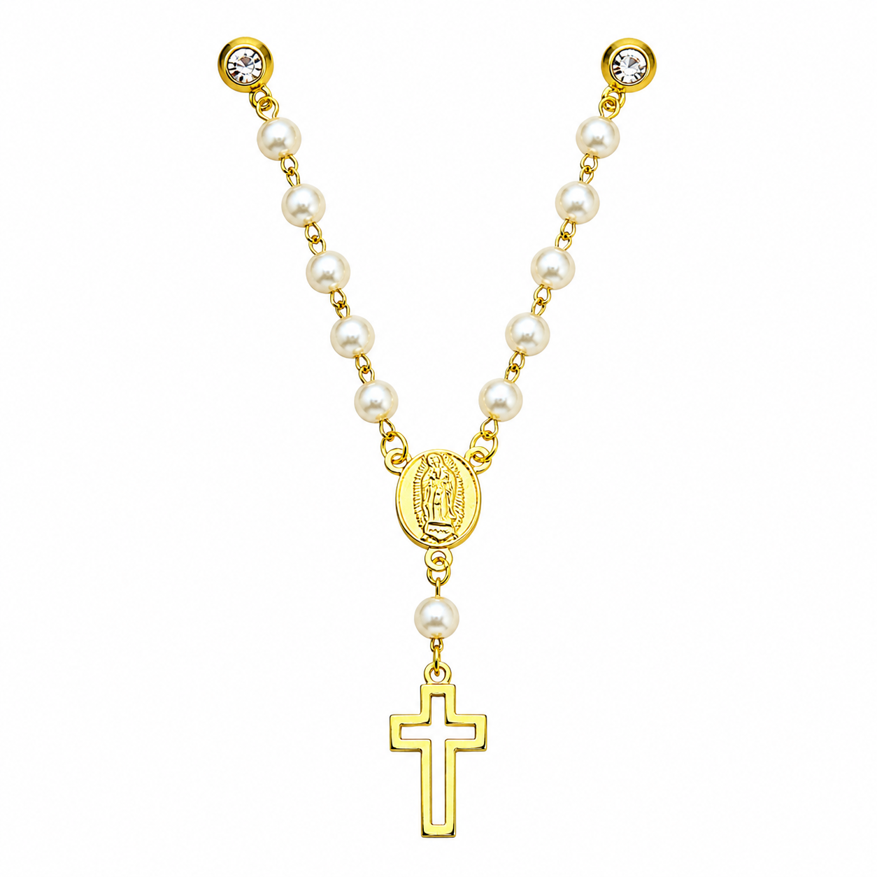 White Rosary Pin