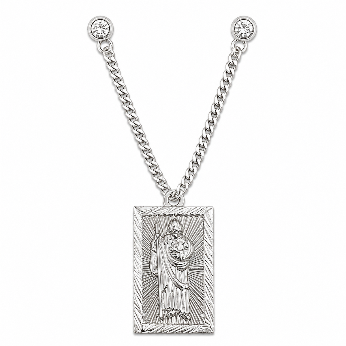 San Judas Tadeo Silver Chain Pin