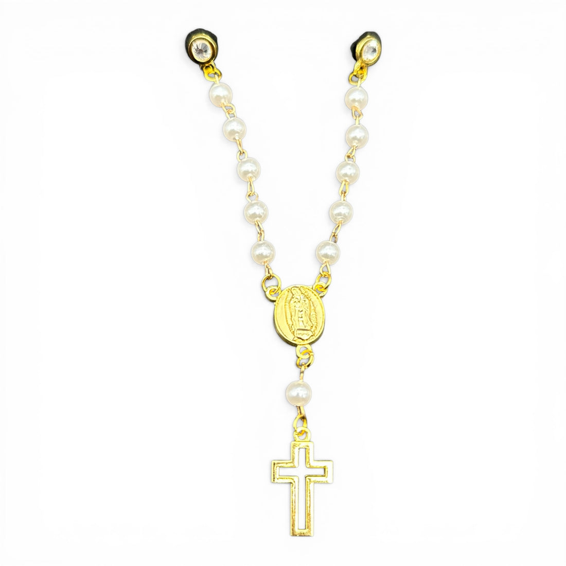 White Rosary Pin