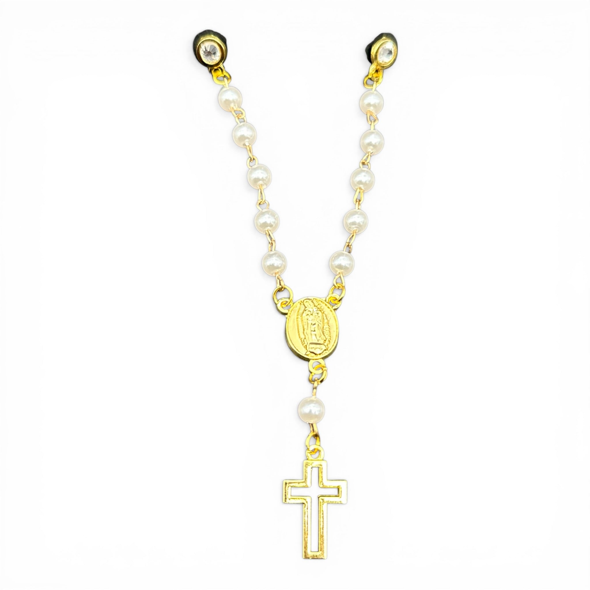 White Rosary Pin