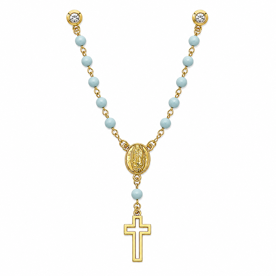 Baby blue rosary pin